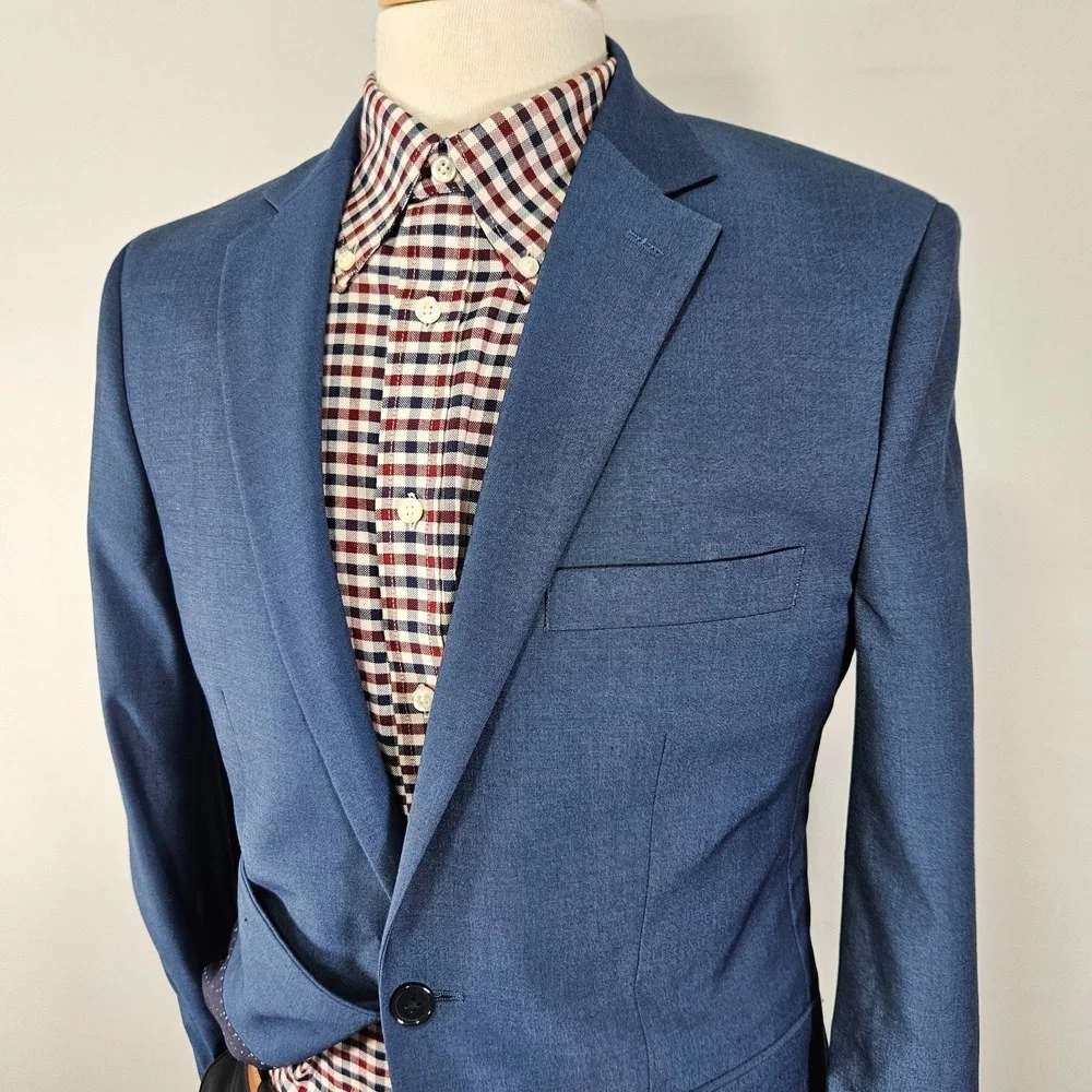 APT.9 Men's Two Button Sport Coat Blazer‎ Navy Polyester Blend Premier Flex 38R